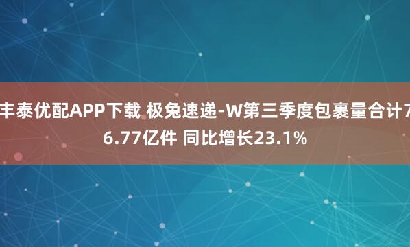 丰泰优配APP下载 极兔速递-W第三季度包裹量合计76.77亿件 同比增长23.1%